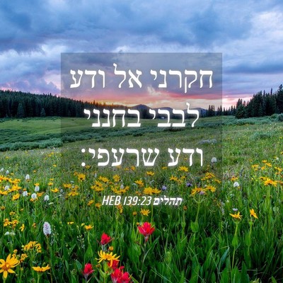 Picture 04 - תהלים 139:23 HEB - חקרני אל ודע לבבי בחנני ודע - Bible Verse Picture