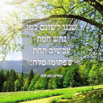 Picture 04 - תהלים 140:3 HEB - שננו לשונם כמו נחש חמת - Bible Verse Picture