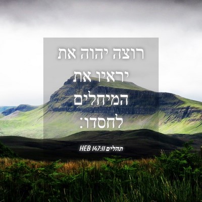 Picture 04 - תהלים 147:11 HEB - רוצה יהוה את יראיו את - Bible Verse Picture