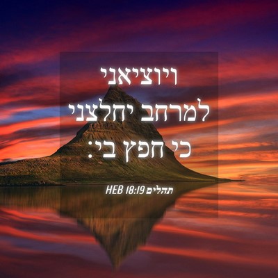 Picture 04 - תהלים 18:19 HEB - ויוציאני למרחב יחלצני כי - Bible Verse Picture