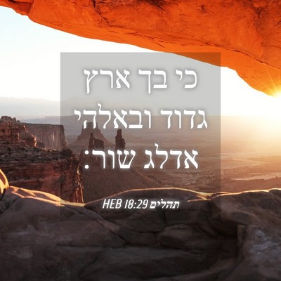 Picture 04 - תהלים 18:29 HEB - כי בך ארץ גדוד ובאלהי אדלג - Bible Verse Picture