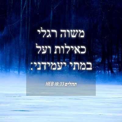 Picture 04 - תהלים 18:33 HEB - משוה רגלי כאילות ועל במתי - Bible Verse Picture
