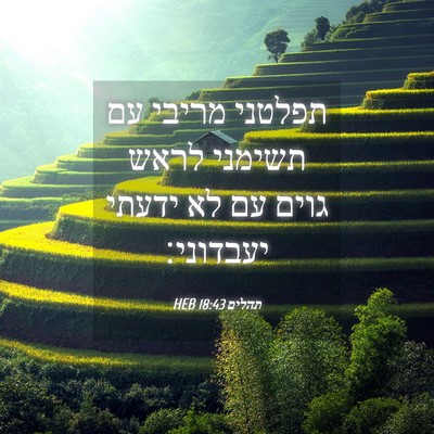 Picture 04 - תהלים 18:43 HEB - תפלטני מריבי עם תשימני - Bible Verse Picture