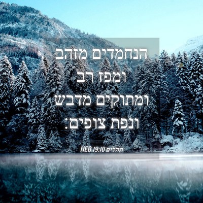 Picture 04 - תהלים 19:10 HEB - הנחמדים מזהב ומפז רב - Bible Verse Picture