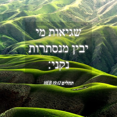 Picture 04 - תהלים 19:12 HEB - שגיאות מי יבין מנסתרות - Bible Verse Picture