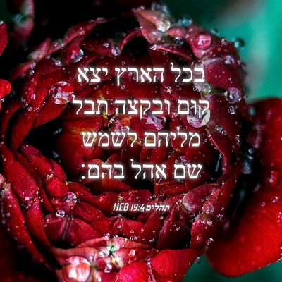 Picture 04 - תהלים 19:4 HEB - בכל הארץ יצא קום ובקצה תבל - Bible Verse Picture