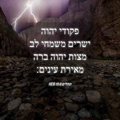 Picture 04 - תהלים 19:8 HEB - פקודי יהוה ישרים משמחי לב - Bible Verse Picture