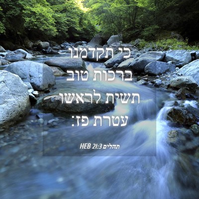 Picture 04 - תהלים 21:3 HEB - כי תקדמנו ברכות טוב תשית - Bible Verse Picture