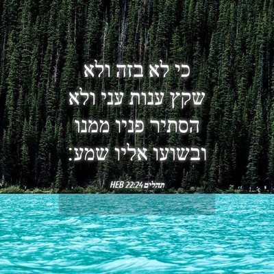 Picture 04 - תהלים 22:24 HEB - כי לא בזה ולא שקץ ענות עני - Bible Verse Picture