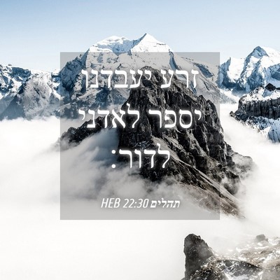 Picture 04 - תהלים 22:30 HEB - זרע יעבדנו יספר לאדני - Bible Verse Picture