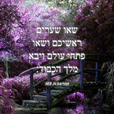 Picture 04 - תהלים 24:9 HEB - שאו שערים ראשיכם ושאו פתחי - Bible Verse Picture