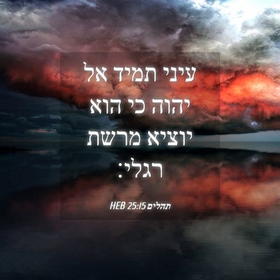 Picture 04 - תהלים 25:15 HEB - עיני תמיד אל יהוה כי הוא - Bible Verse Picture