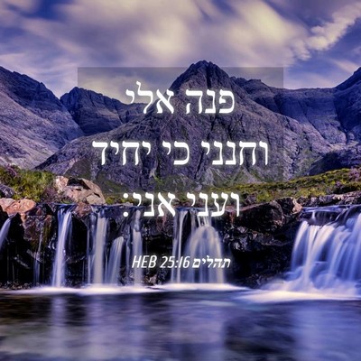 Picture 04 - תהלים 25:16 HEB - פנה אלי וחנני כי יחיד ועני - Bible Verse Picture