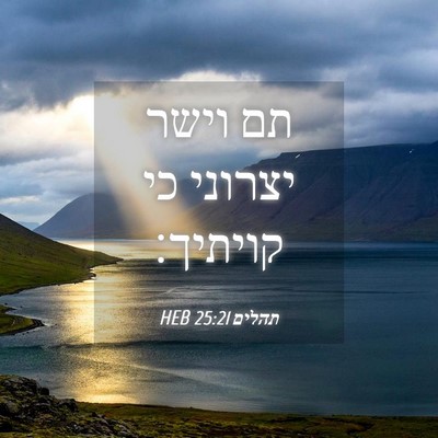Picture 04 - תהלים 25:21 HEB - תם וישר יצרוני כי - Bible Verse Picture
