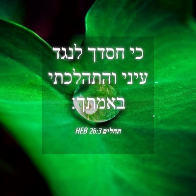 Picture 04 - תהלים 26:3 HEB - כי חסדך לנגד עיני והתהלכתי - Bible Verse Picture