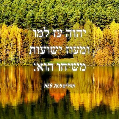 Picture 04 - תהלים 28:8 HEB - יהוה עז למו ומעוז ישועות - Bible Verse Picture