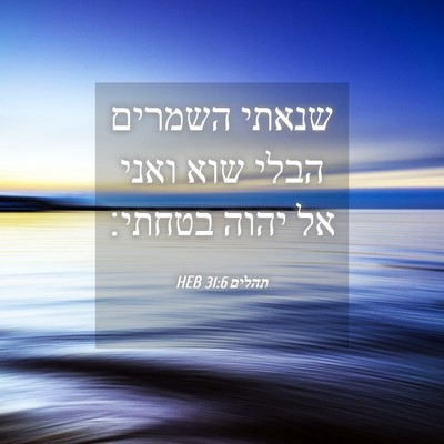 Picture 04 - תהלים 31:6 HEB - שנאתי השמרים הבלי שוא ואני - Bible Verse Picture