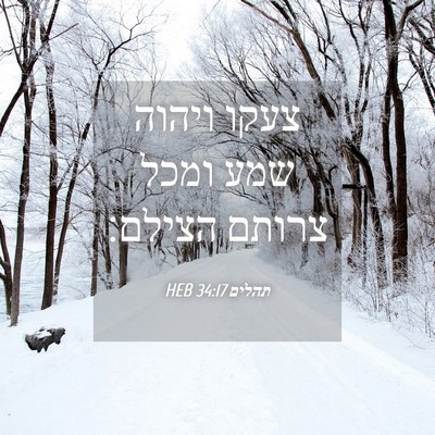Picture 04 - תהלים 34:17 HEB - צעקו ויהוה שמע ומכל צרותם - Bible Verse Picture