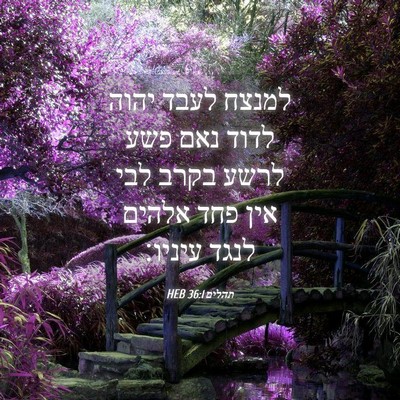 Picture 04 - תהלים 36:1 HEB - למנצח לעבד יהוה לדוד נאם - Bible Verse Picture