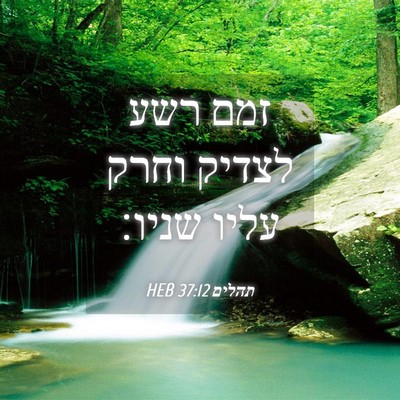 Picture 04 - תהלים 37:12 HEB - זמם רשע לצדיק וחרק עליו - Bible Verse Picture