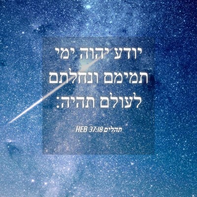 Picture 04 - תהלים 37:18 HEB - יודע יהוה ימי תמימם ונחלתם - Bible Verse Picture