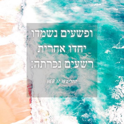 Picture 04 - תהלים 37:38 HEB - ופשעים נשמדו יחדו אחרית - Bible Verse Picture