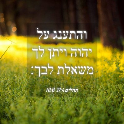 Picture 04 - תהלים 37:4 HEB - והתענג על יהוה ויתן לך - Bible Verse Picture