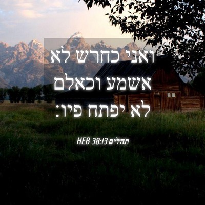 Picture 04 - תהלים 38:13 HEB - ואני כחרש לא אשמע וכאלם לא - Bible Verse Picture