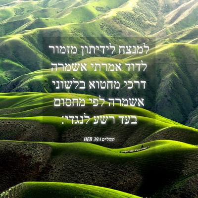 Picture 04 - תהלים 39:1 HEB - למנצח לידיתון מזמור לדוד - Bible Verse Picture