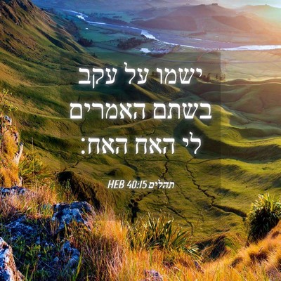 Picture 04 - תהלים 40:15 HEB - ישמו על עקב בשתם האמרים לי - Bible Verse Picture