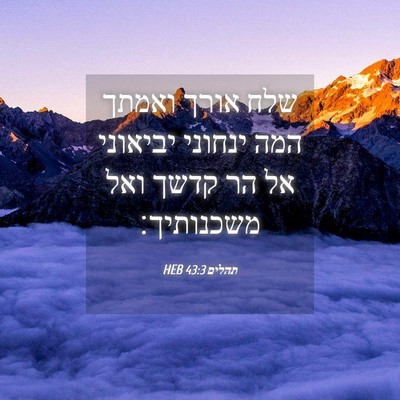 Picture 04 - תהלים 43:3 HEB - שלח אורך ואמתך המה ינחוני - Bible Verse Picture