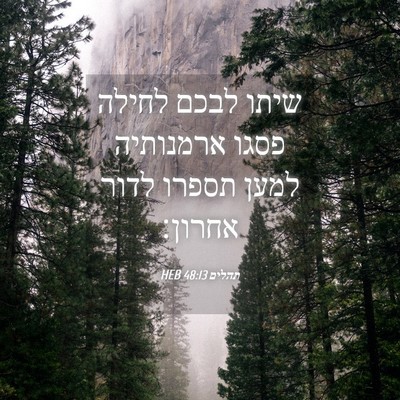 Picture 04 - תהלים 48:13 HEB - שיתו לבכם לחילה פסגו - Bible Verse Picture