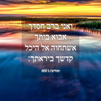 Picture 04 - תהלים 5:7 HEB - ואני ברב חסדך אבוא ביתך - Bible Verse Picture
