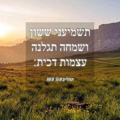 Picture 04 - תהלים 51:8 HEB - תשמיעני ששון ושמחה תגלנה - Bible Verse Picture