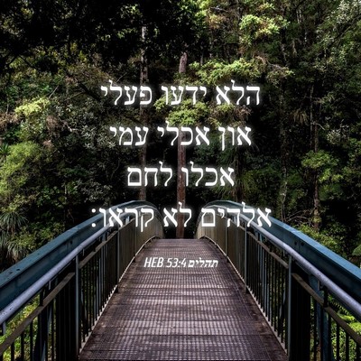 Picture 04 - תהלים 53:4 HEB - הלא ידעו פעלי און אכלי עמי - Bible Verse Picture