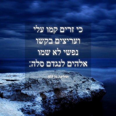 Picture 04 - תהלים 54:3 HEB - כי זרים קמו עלי ועריצים - Bible Verse Picture