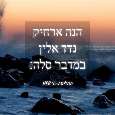 Picture 04 - תהלים 55:7 HEB - הנה ארחיק נדד אלין במדבר - Bible Verse Picture