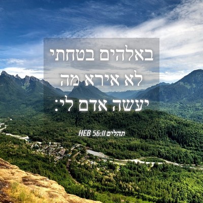 Picture 04 - תהלים 56:11 HEB - באלהים בטחתי לא אירא מה - Bible Verse Picture