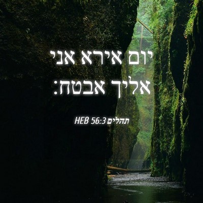 Picture 04 - תהלים 56:3 HEB - יום אירא אני אליך - Bible Verse Picture