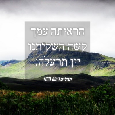 Picture 04 - תהלים 60:3 HEB - הראיתה עמך קשה השקיתנו יין - Bible Verse Picture