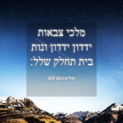 Picture 04 - תהלים 68:12 HEB - מלכי צבאות ידדון ידדון - Bible Verse Picture