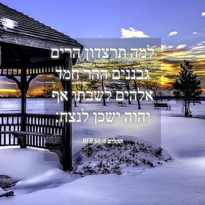 Picture 04 - תהלים 68:16 HEB - למה תרצדון הרים גבננים ההר - Bible Verse Picture