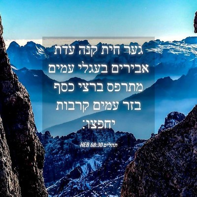 Picture 04 - תהלים 68:30 HEB - גער חית קנה עדת אבירים - Bible Verse Picture