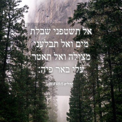 Picture 04 - תהלים 69:15 HEB - אל תשטפני שבלת מים ואל - Bible Verse Picture