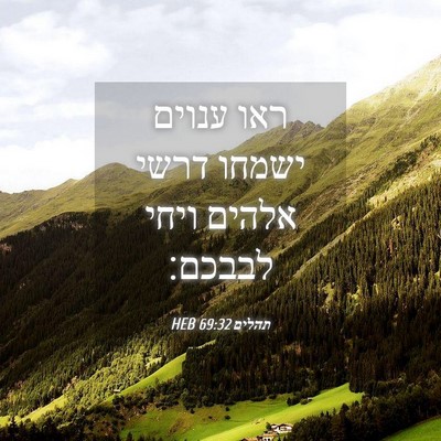 Picture 04 - תהלים 69:32 HEB - ראו ענוים ישמחו דרשי אלהים - Bible Verse Picture