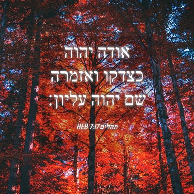 Picture 04 - תהלים 7:17 HEB - אודה יהוה כצדקו ואזמרה שם - Bible Verse Picture