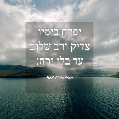 Picture 04 - תהלים 72:7 HEB - יפרח בימיו צדיק ורב שלום עד - Bible Verse Picture