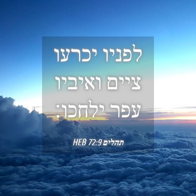 Picture 04 - תהלים 72:9 HEB - לפניו יכרעו ציים ואיביו - Bible Verse Picture