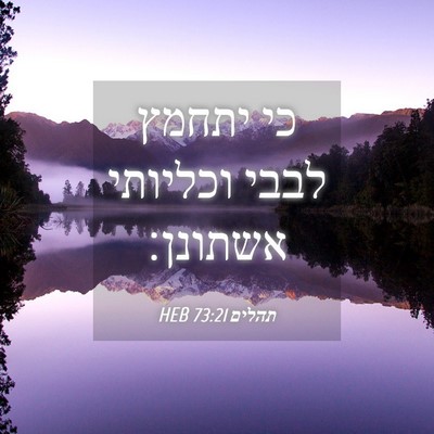 Picture 04 - תהלים 73:21 HEB - כי יתחמץ לבבי וכליותי - Bible Verse Picture