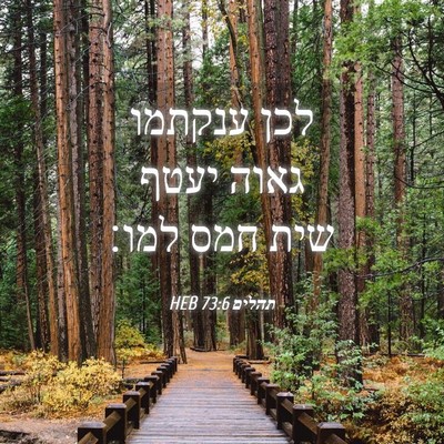 Picture 04 - תהלים 73:6 HEB - לכן ענקתמו גאוה יעטף שית - Bible Verse Picture